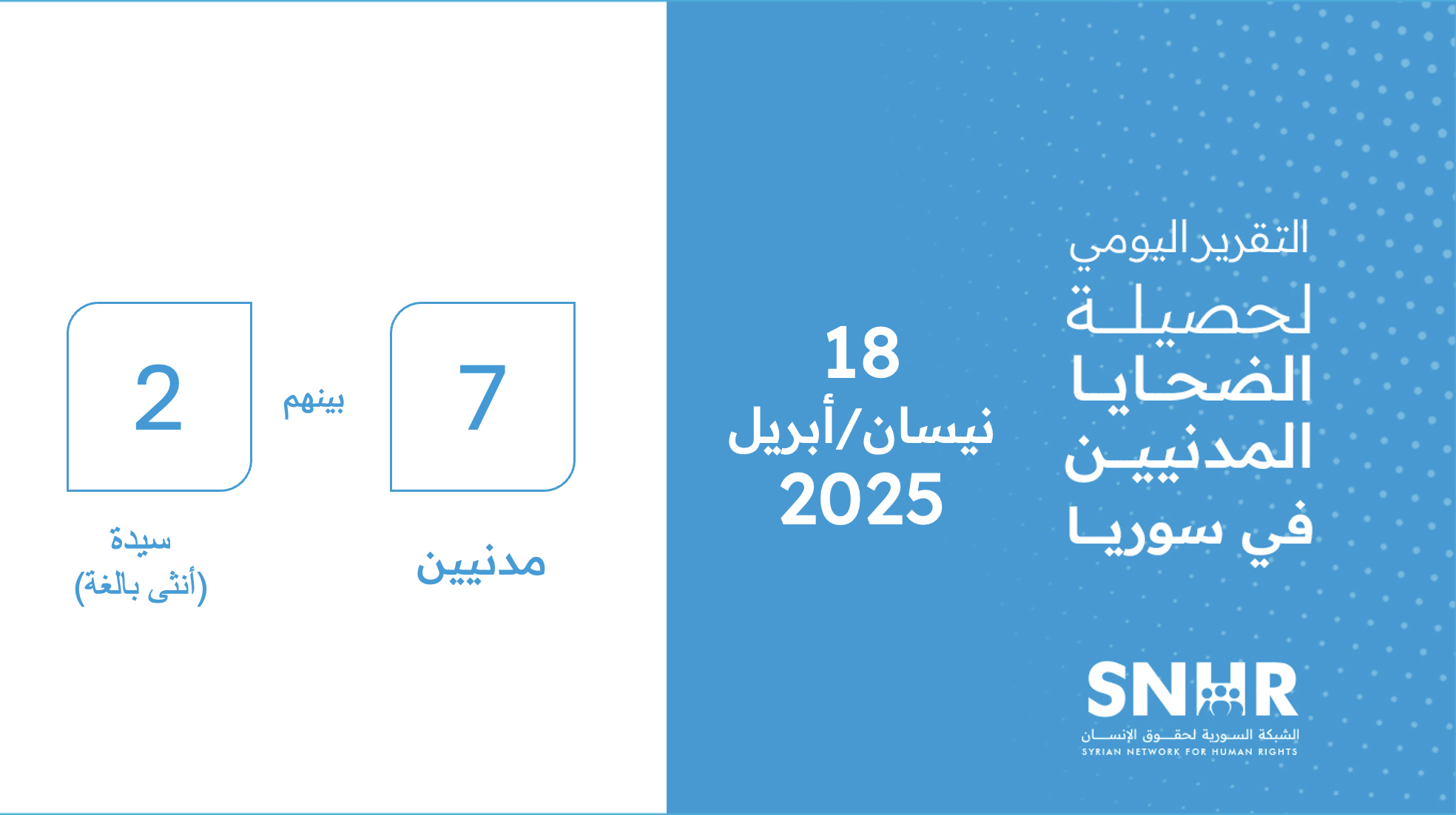 التقرير اليومي لحصيلة الضحايا المدنيين في سوريا – 18 نيسان/أبريل 2025
